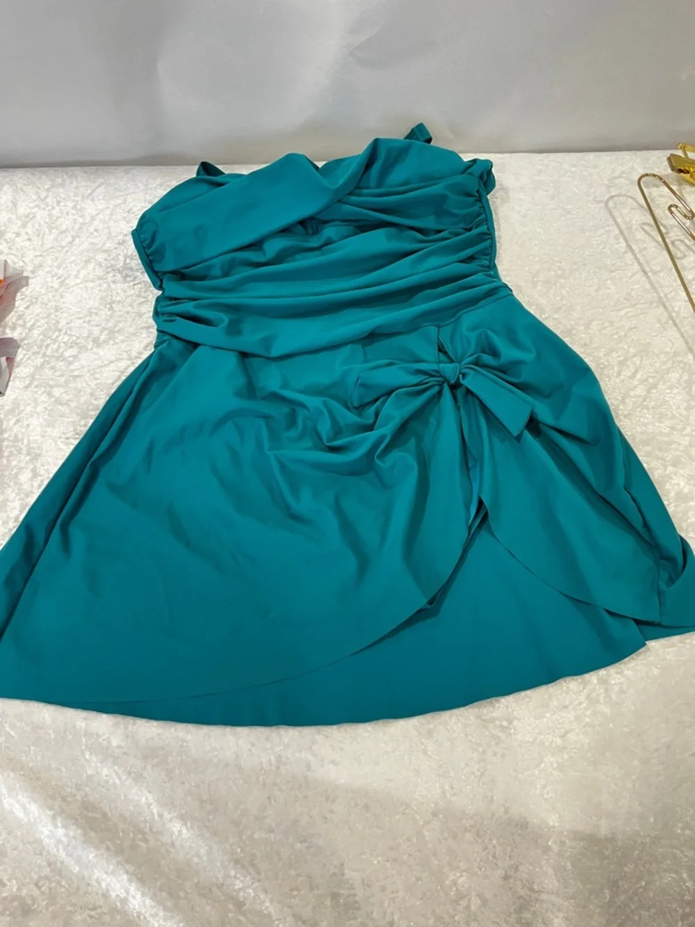 Blooming Jelly Plus Size XL Swim Dress Swimsuit One Piece Tummy Control Teal